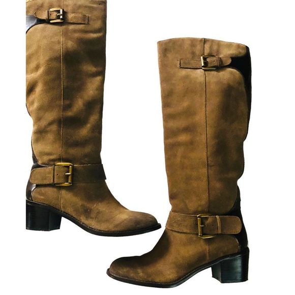 INC International Concepts Tall BrownSuede Boots with Buckle and Leather Back Si - Picture 12 of 15